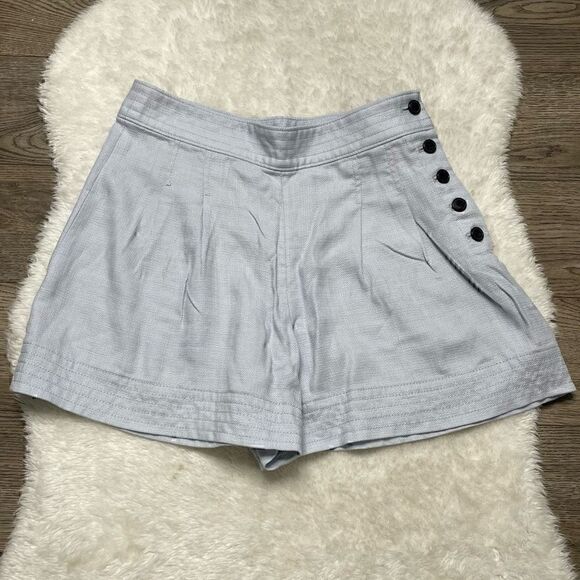 Club Monaco Shorts Size 00 XS Light Blue Buttons High Waist Lyocell - Picture 2 of 9